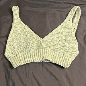Handmade Sage Green Crochet Top